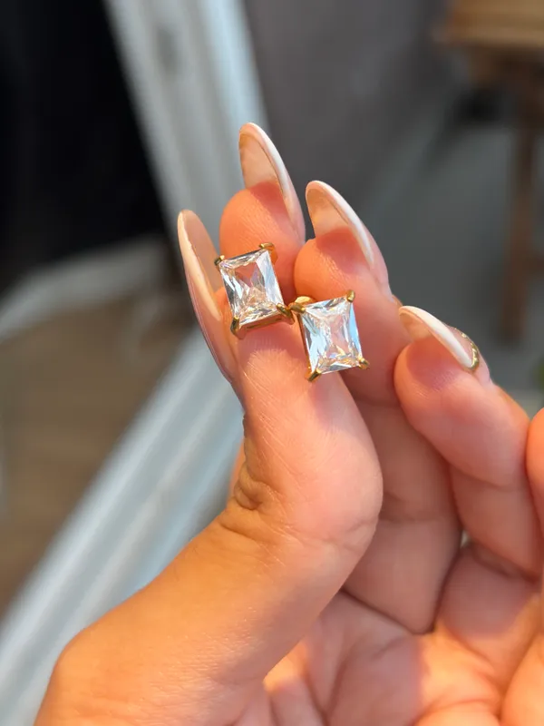Radiant Emerald Studs