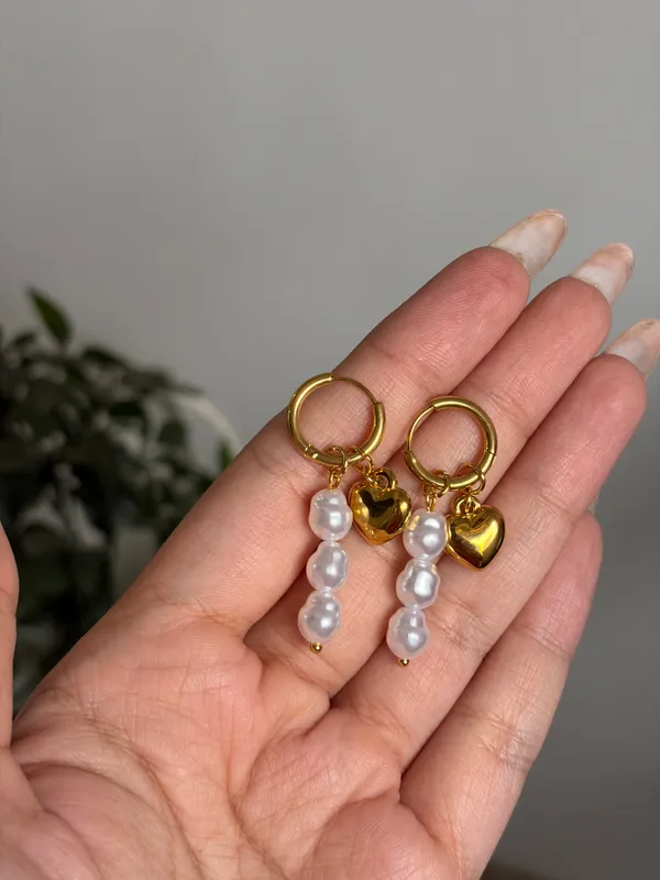 Pearl Heart Hoops