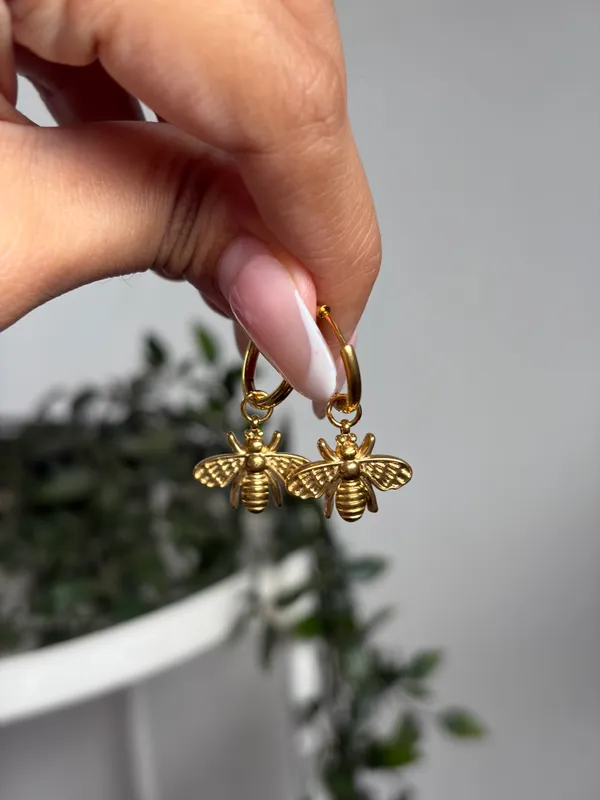 Honey Bee Charm Hoops
