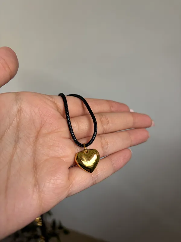 Heartline Black Cord Necklace